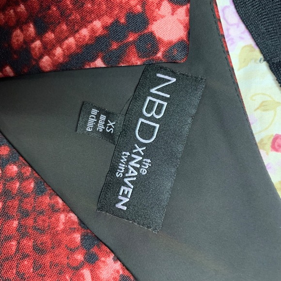 NBD x NAVEN TWINS Womens‎ Sz XS Snake Print One Shoulder Flirt Fit & Flare Dress - Picture 10 of 11